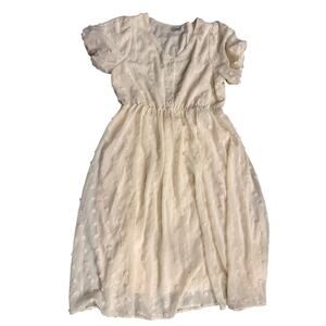 Polagram cream swiss dot dress womens large